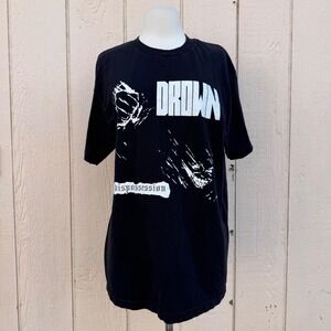 Drown Dispossession Large Black Band shirt Punk Metal Hardcore Harm Reduction